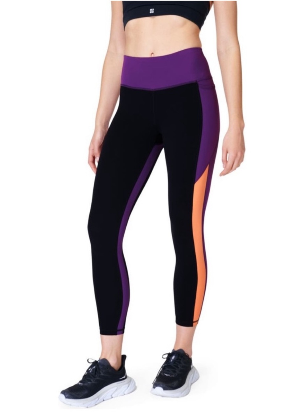 Sweaty Betty Power Colorblock 7/8 Workout Leggings Black, Purple & Orange Size 8